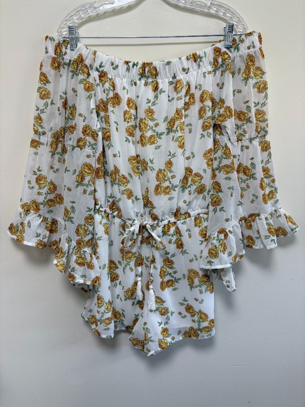 Indulge White Floral Off Shoulder Romper: NWT